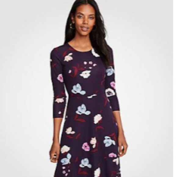 Ann Taylor Loft Midi Dress Floral Print Botanical Tulip Circle - Picture 1 of 6